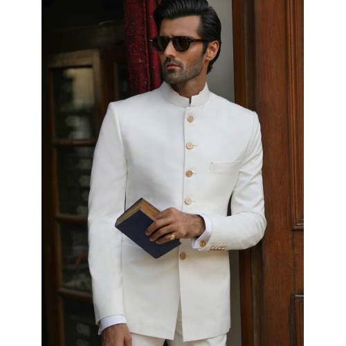 ZGMP1306 Off White Suiting Fabric Prince Suit