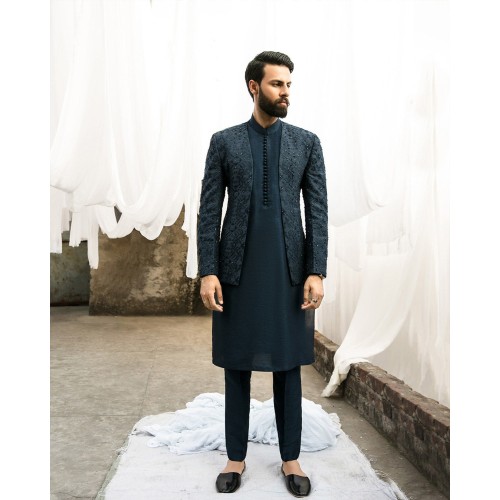 ZGMP1453 Prussian Blue Cotton Prince Coat