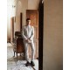 ZGMP1454 Alabaster Embroidered Korean Raw Silk Prince Suit