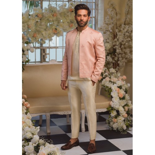 ZGMP1712 Peach Cotton Silk Prince Suit