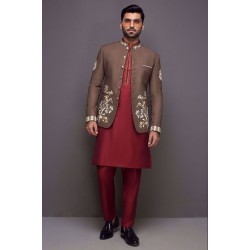 ZGMP1917 Brown Suiting Fabric Prince Coat