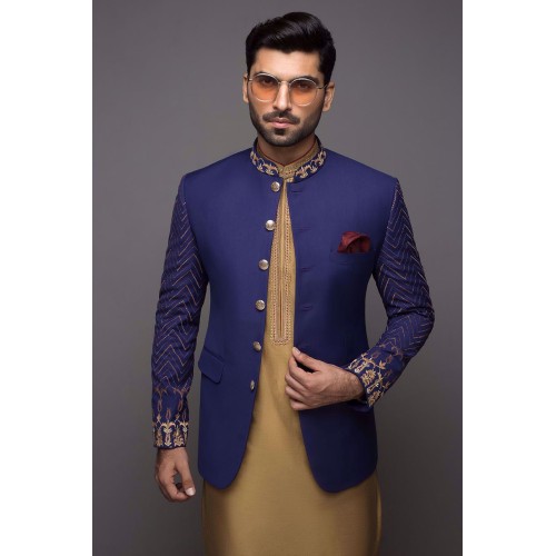 ZGMP1919 Blue Suiting Fabric Prince Coat