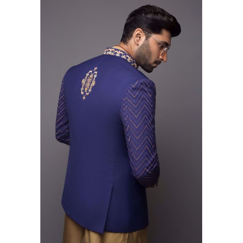 ZGMP1919 Blue Suiting Fabric Prince Coat