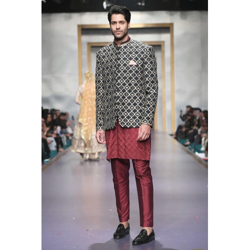 ZGMP1920 Black Raw Silk Prince Coat