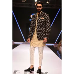ZGMP1922 Black Raw Silk Prince Coat