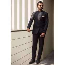 ZGMP1924 Black Suiting Fabric Prince Suit