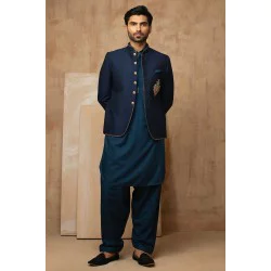 ZGMP1927 Blue Suiting Fabric Prince Coat
