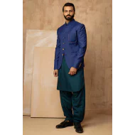 ZGMP1928 Blue Suiting Fabric Prince Coat