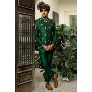 ZGMP1936 Emerald Raw Silk Prince Suit
