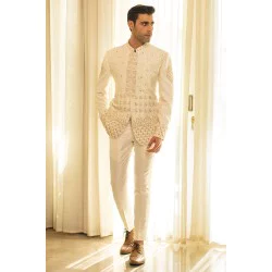 ZGMP1937 Off White Raw Silk Prince Suit