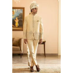 ZGMP1938 Dark Beige Raw Silk Prince Suit