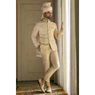 ZGMP1943 Dark Beige Jamawar Prince Suit