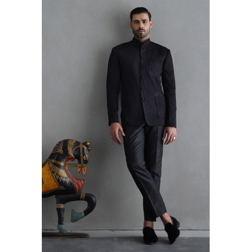 ZGMP1949 Black Atlas Jamawar Prince Suit ZGMP1949 Black Atlas Jamawar Prince Suit