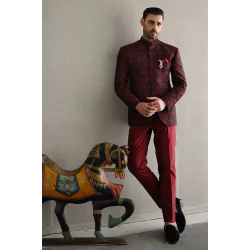ZGMP1951 Japanese Carmine Jamawar Prince Suit