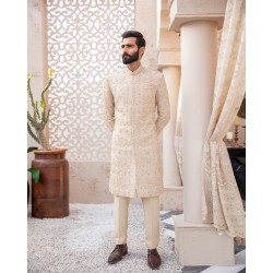 ZGMS1408 Old Lace Embroidered Fabric Sherwani