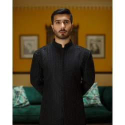 ZGMS1410 Black Karandi Sherwani