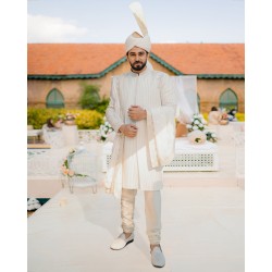 ZGMS1413 Off White Karandi Sherwani