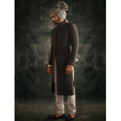 ZGMS1549 Dark Liver Jamawar Sherwani