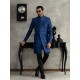 ZGMS1564 Polynesian Blue Raw Silk Sherwani