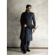 ZGMS1573 Dark Navy Raw Silk Sherwani