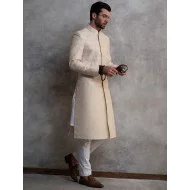 ZGMS1580 Champagne Mauve Raw Silk Sherwani