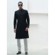 ZGMS1584 Black Raw Silk Sherwani