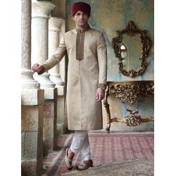 ZGMS1600 Cream Jamawar Sherwani