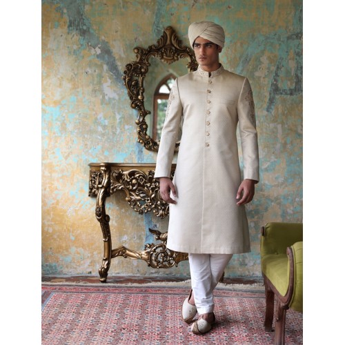 ZGMS1601 Almond Jamawar Sherwani