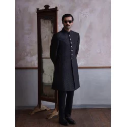 ZGMS1619 Black Embroidered Sherwani