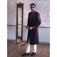 ZGMS1622 Dark Purple Raw Silk Sherwani