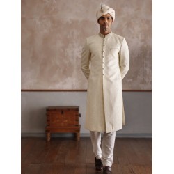 ZGMS1626 Cornsilk Embroidered Sherwani