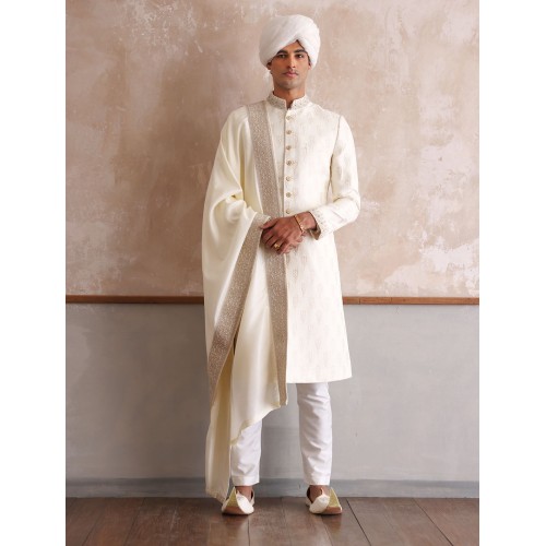 ZGMS1627 Isabelline Embroidered Sherwani