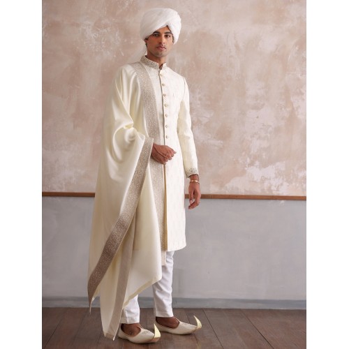 ZGMS1627 Isabelline Embroidered Sherwani