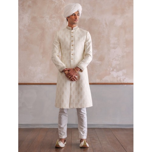 ZGMS1627 Isabelline Embroidered Sherwani