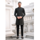 ZGMS1688 Black Silk Jamawar Sherwani