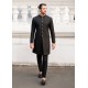 ZGMS1688 Black Silk Jamawar Sherwani