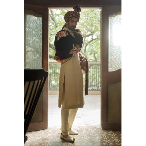 ZGMS1824 Gold Ice Jamawar Sherwani