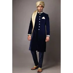 ZGMS1826 Grape Velvet Sherwani