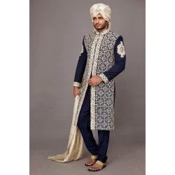 ZGMS1839 Oxford Blue Suiting Fabric Sherwani