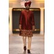 ZGMS1840 UP Maroon Raw Silk Sherwani