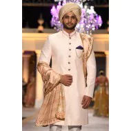 ZGMS1854 Pink Raw Silk Sherwani