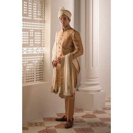 ZGMS1875 Fallow Jamawar Sherwani ZGMS1875 Fallow Jamawar Sherwani