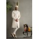 ZGMS1885 Off White Jamawar Sherwani