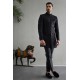 ZGMS1889 Black Raw Silk Sherwani