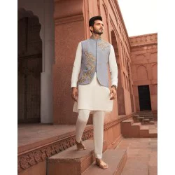 ZGMW1357 French Grey Khaddar Waistcoat