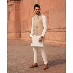 ZGMW1358 Peach Khaddar Waistcoat