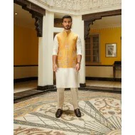 ZGMW1361 Xanthous Raw Silk Waistcoat