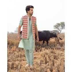 ZGMW1362 Multi-Colored Raw Silk Waistcoat