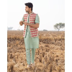 ZGMW1362 Multi-Colored Raw Silk Waistcoat