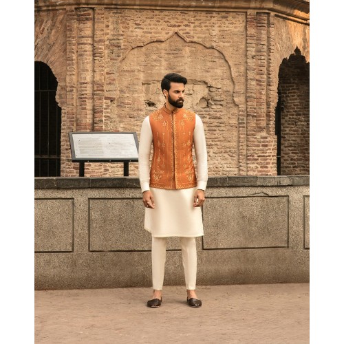 ZGMW1367 Rust Raw Silk Waistcoat ZGMW1367 Rust Raw Silk Waistcoat